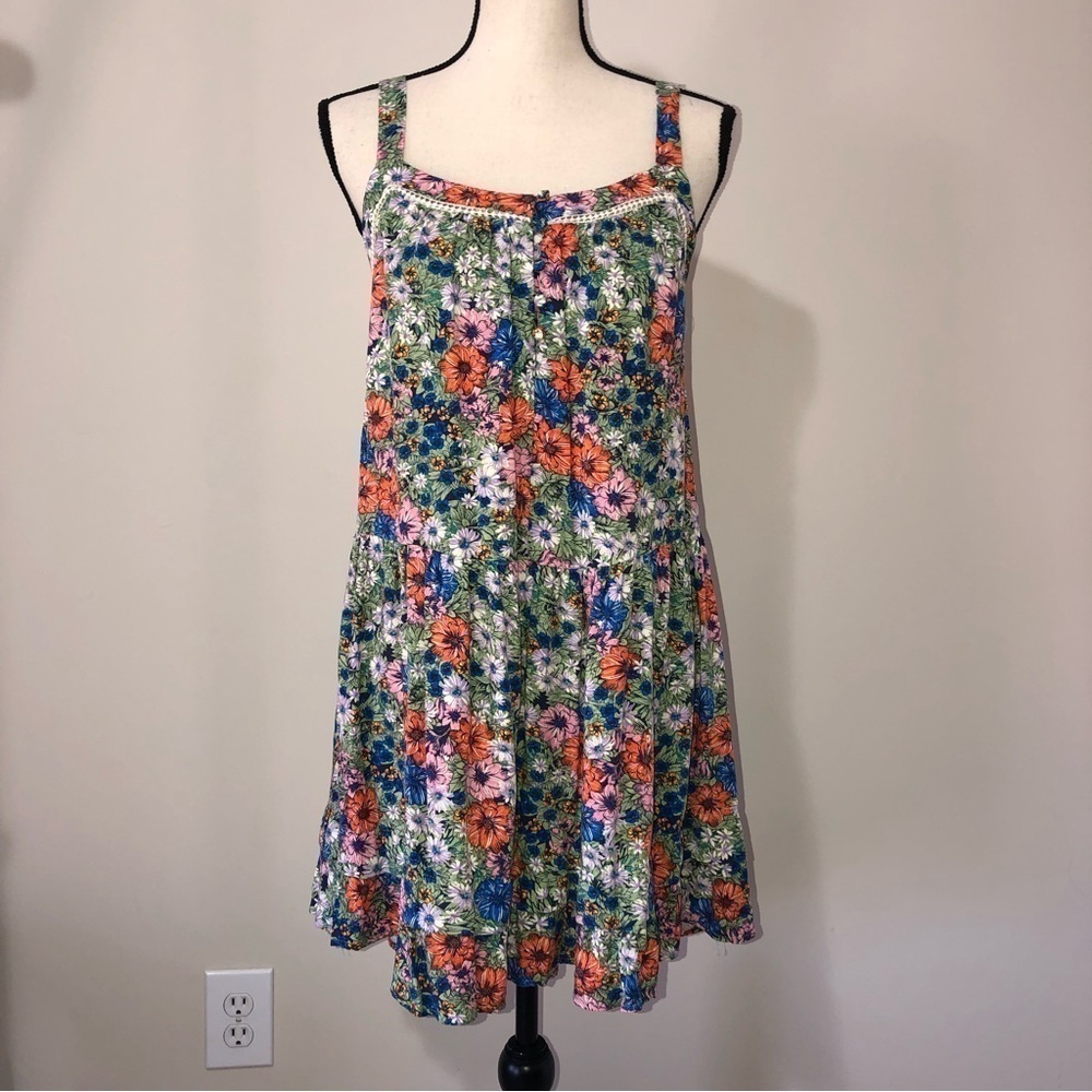 Wild Fable Floral Print Jumper Style Sundress Size Small Crochet Cottage Prairie - Picture 10 of 10